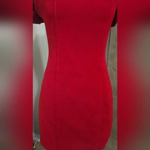ZARA sweetheart neckline mini dress red off the shoulder. Size Small - Picture 9 of 16